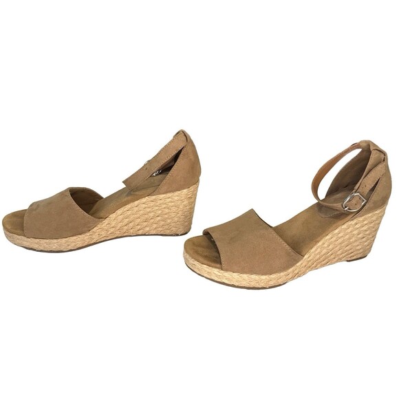 Style & Co Women’s Tan Espadrille Wedge Sandals 9M Open Toe Suede Ankle Strap - Picture 2 of 7